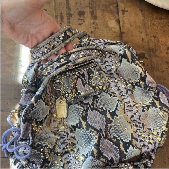 Coach Studded Snake Print Shoulder Bag - Picture 11 of 15